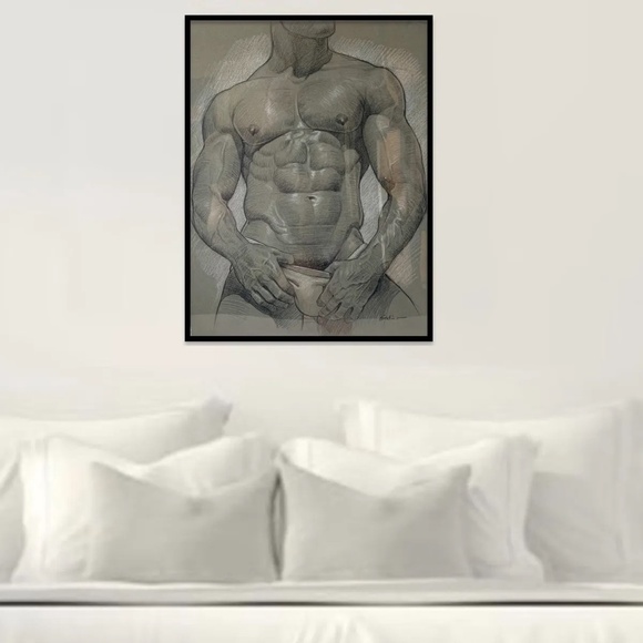 Drawing by Victor Gadino 19x14.5 Black and white pencil on paper Signed - Picture 2 of 3